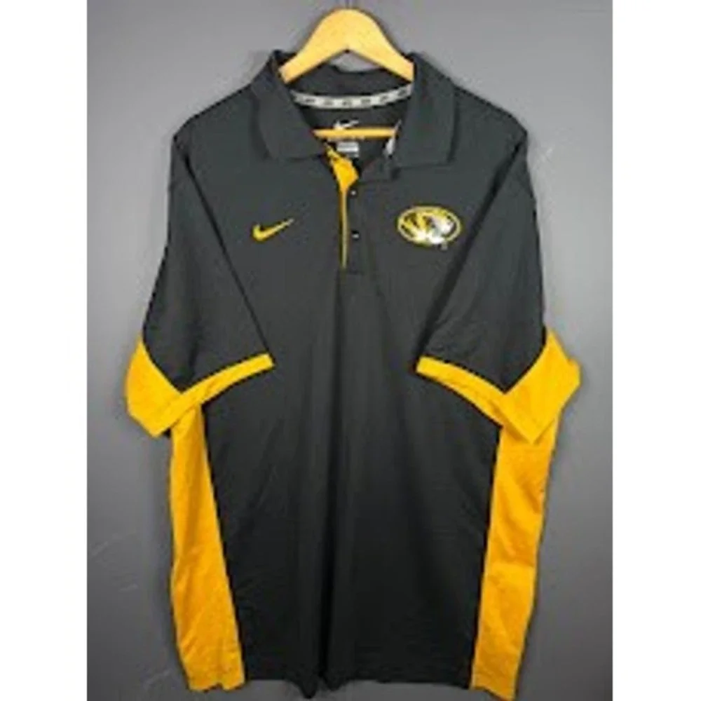 Nike Dri-FIT Missouri Tigers Mizzou Polo Shirt Mens XL Black Gold